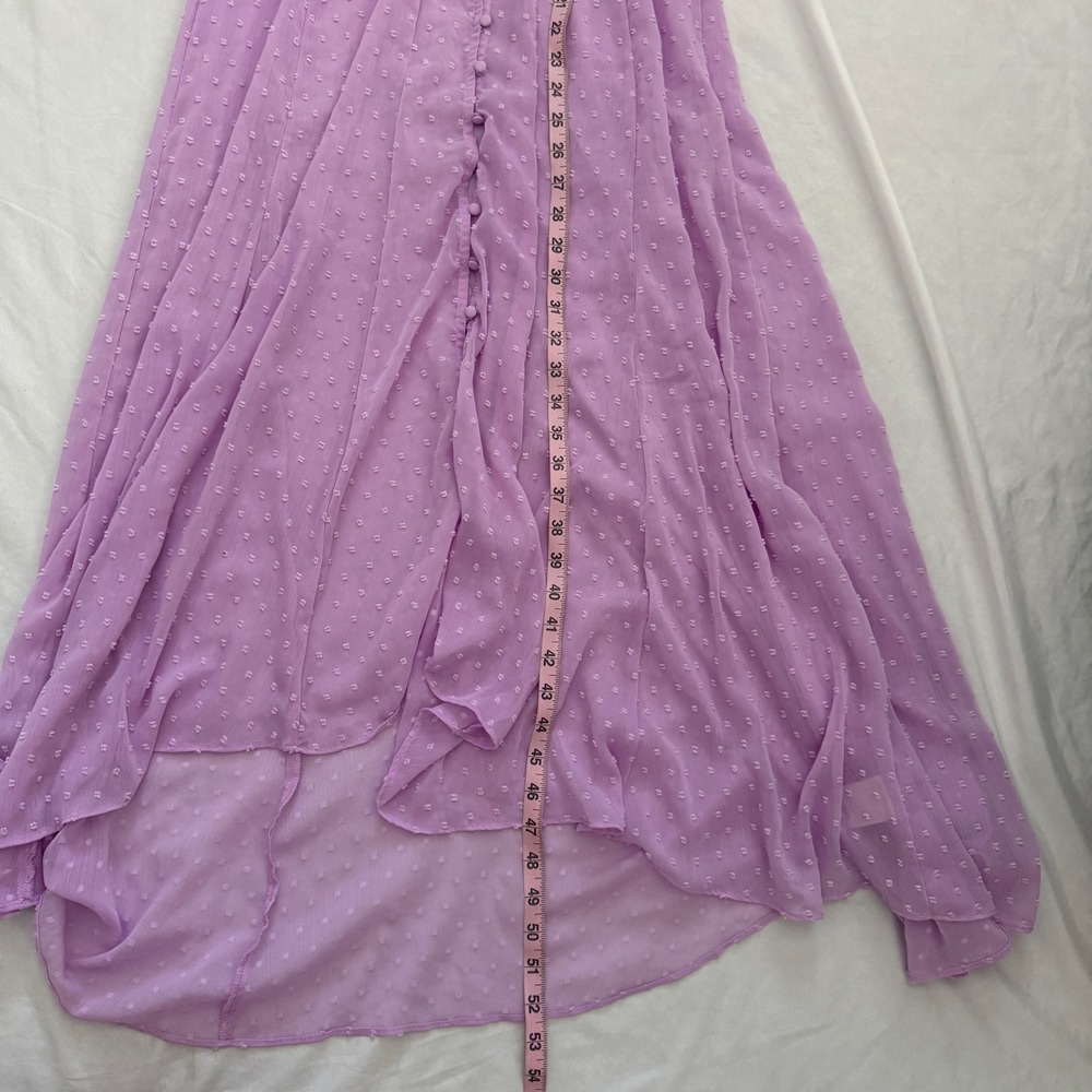 Express x Rocky Barnes Lilac Dot Sheer Maxi Dress Small Fairycore Ethereal Boho - Picture 5 of 7